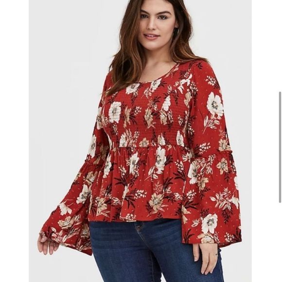 torrid Tops - Torrid Babydoll Crinkle Gauze Midi Top